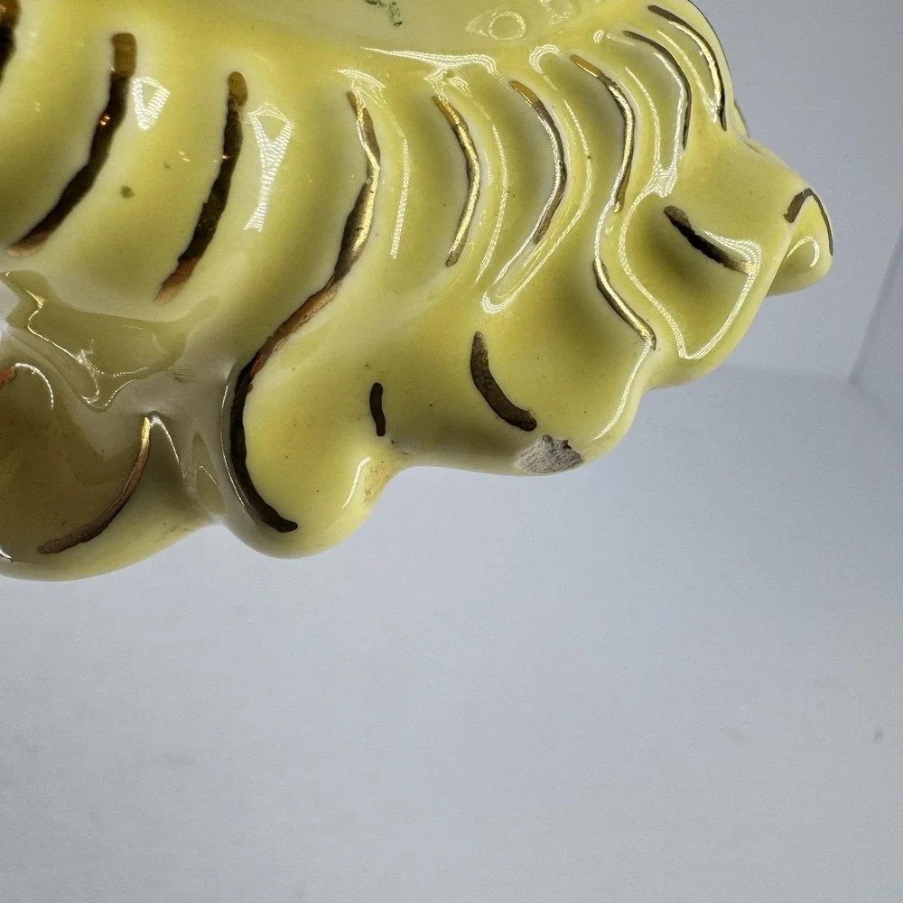Yellow Ceramic Ewer‎ Pitcher Vase Ornate Floral Scrollwork Rococo Cottage Decor